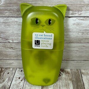 Umbra Meow Playing Cards 52 Cat Breed Illustrations Green Case Kitty Cat SEALED